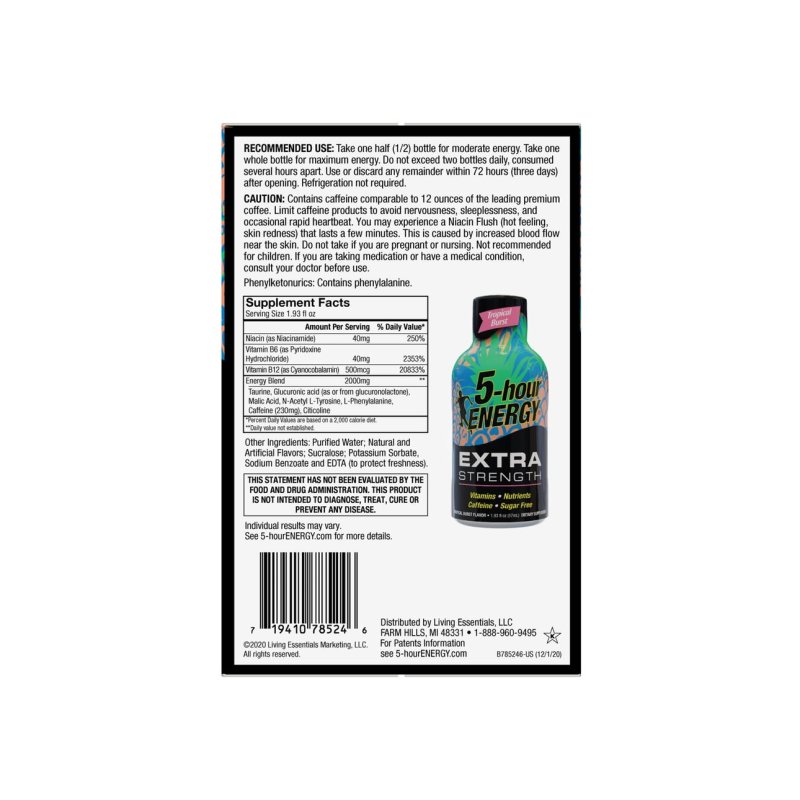 5-HOUR ENERGY SHOT EXTRA STRENGTH TROPICAL BURST 1.93 OZ 24 COUNT