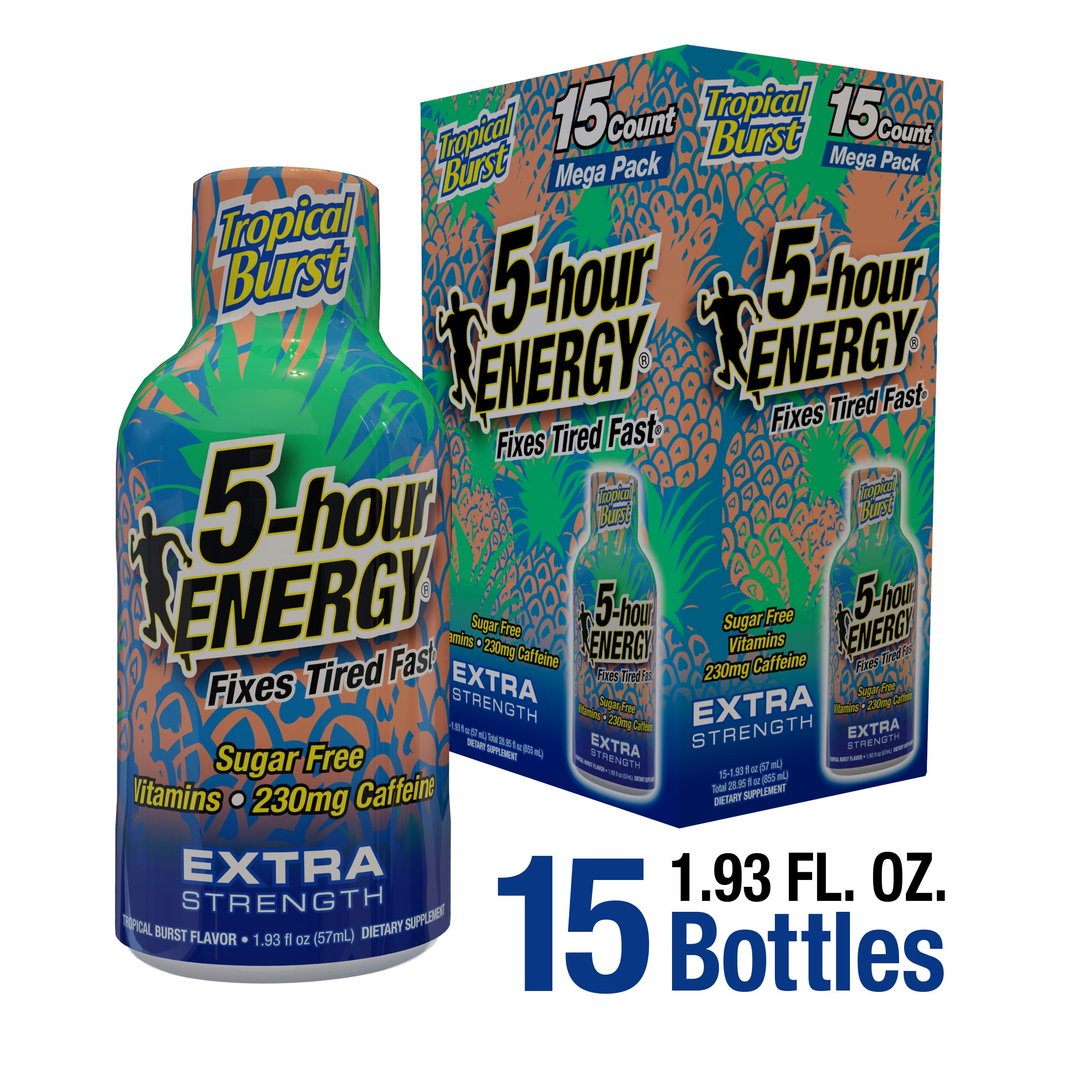 5 HOUR ENERGY SHOT EXTRA STRENGTH TROPICAL BURST 15 COUNT