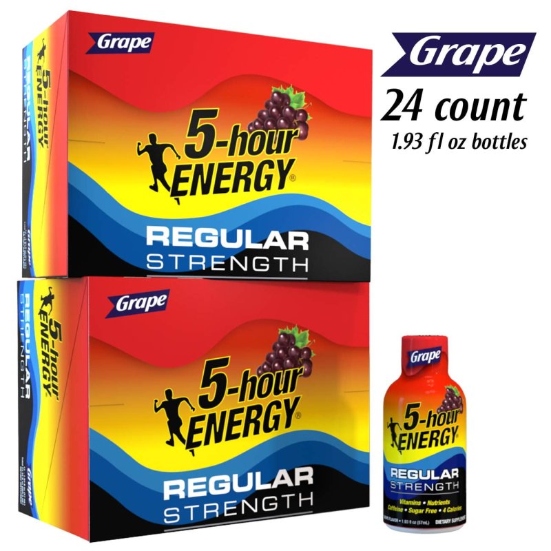 5-HOUR ENERGY SHOT REGULAR STRENGTH GRAPE 1.93 OUNCE 24 COUNT FOR FAST ENERGY BOOST