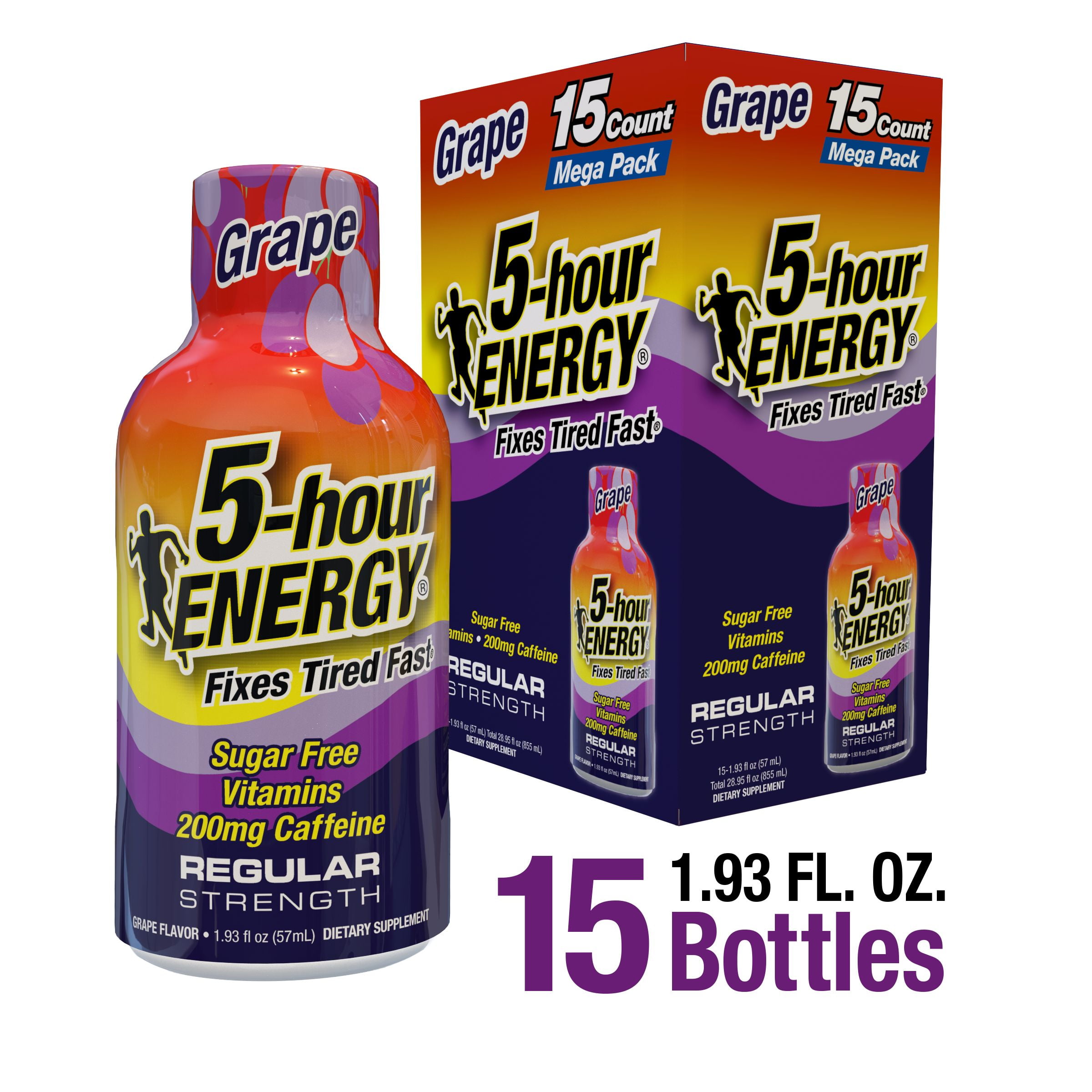 5-HOUR ENERGY SHOT REGULAR STRENGTH GRAPE 15 COUNT FOR ENERGY BOOSTS