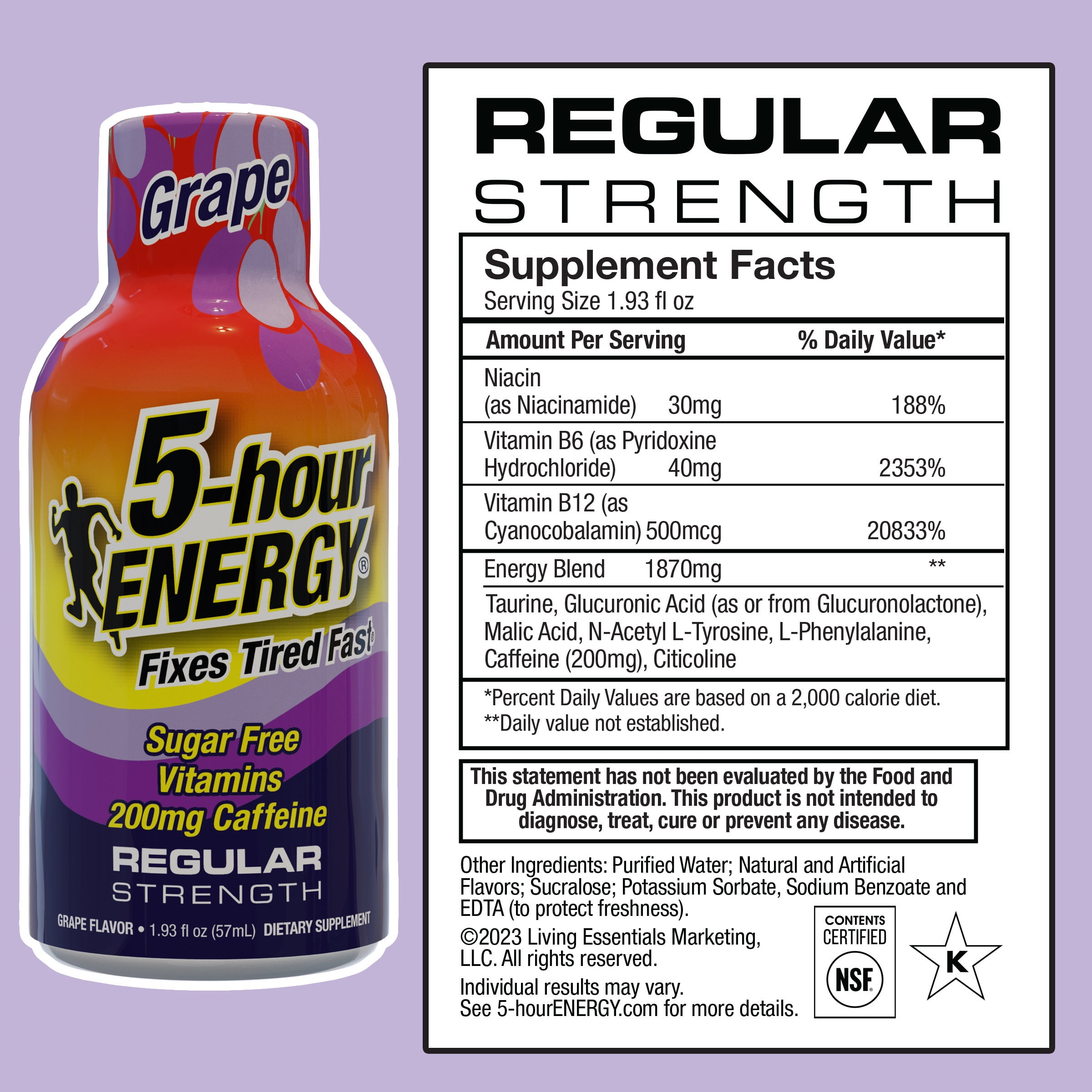 5-HOUR ENERGY SHOT REGULAR STRENGTH GRAPE 15 COUNT FOR ENERGY BOOSTS