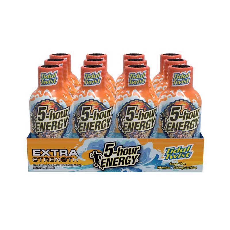 5-HOUR ENERGY 9090395 1.9 OZ EXTRA STRENGTH SUGAR FREE TIDAL TWIST ENERGY SHOT PACK OF 12
