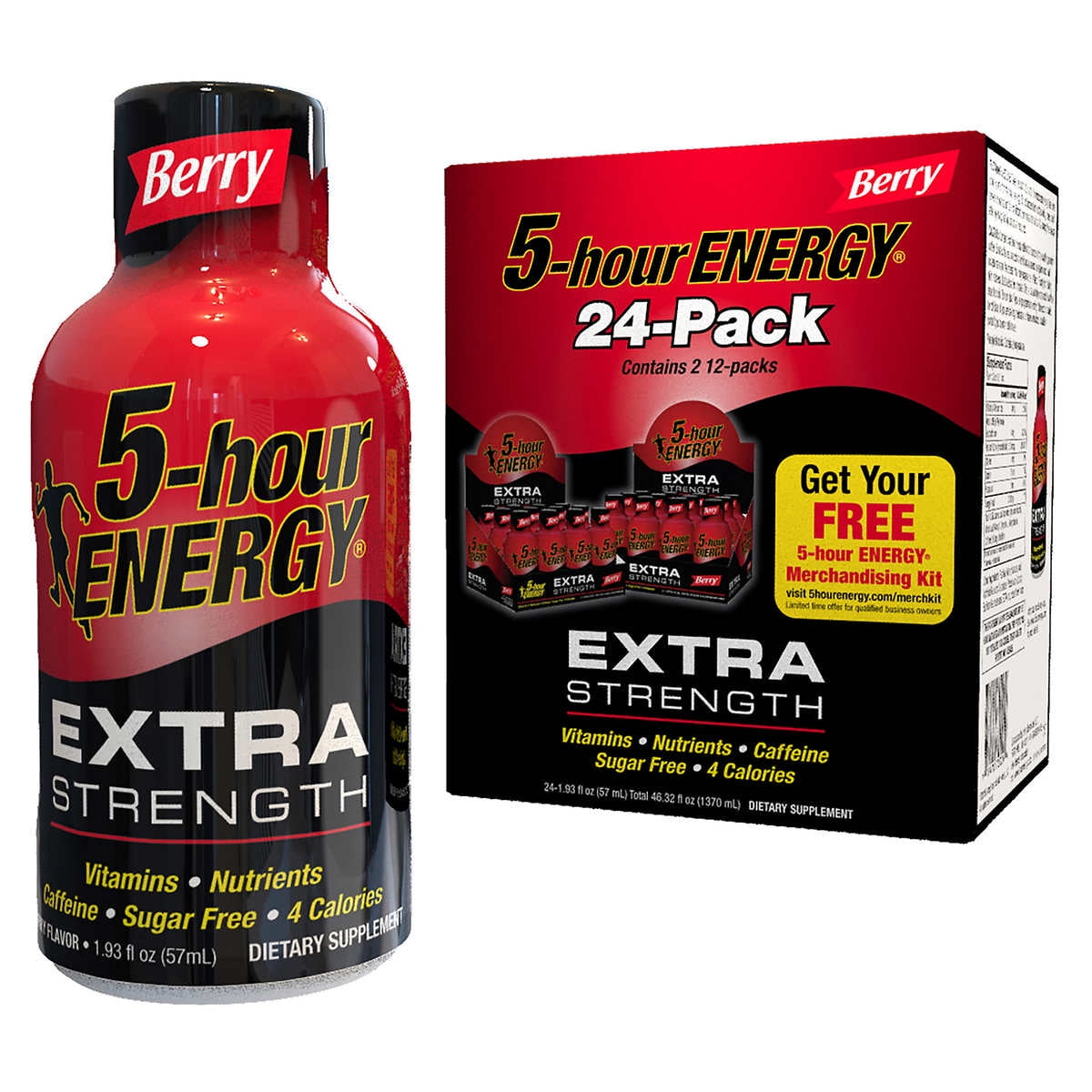 5 HOUR ENERGY EXTRA STRENGTH BERRY 24 PACK (1.93 OZ) FOR LONG-LASTING ENERGY BOOSTS
