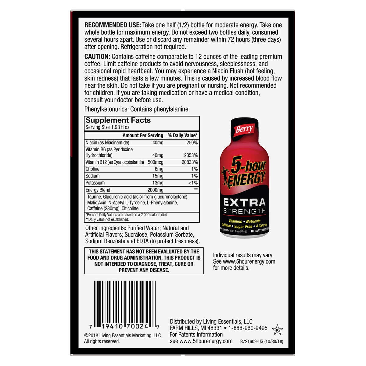 5 HOUR ENERGY EXTRA STRENGTH BERRY 24 PACK (1.93 OZ) FOR LONG-LASTING ENERGY BOOSTS