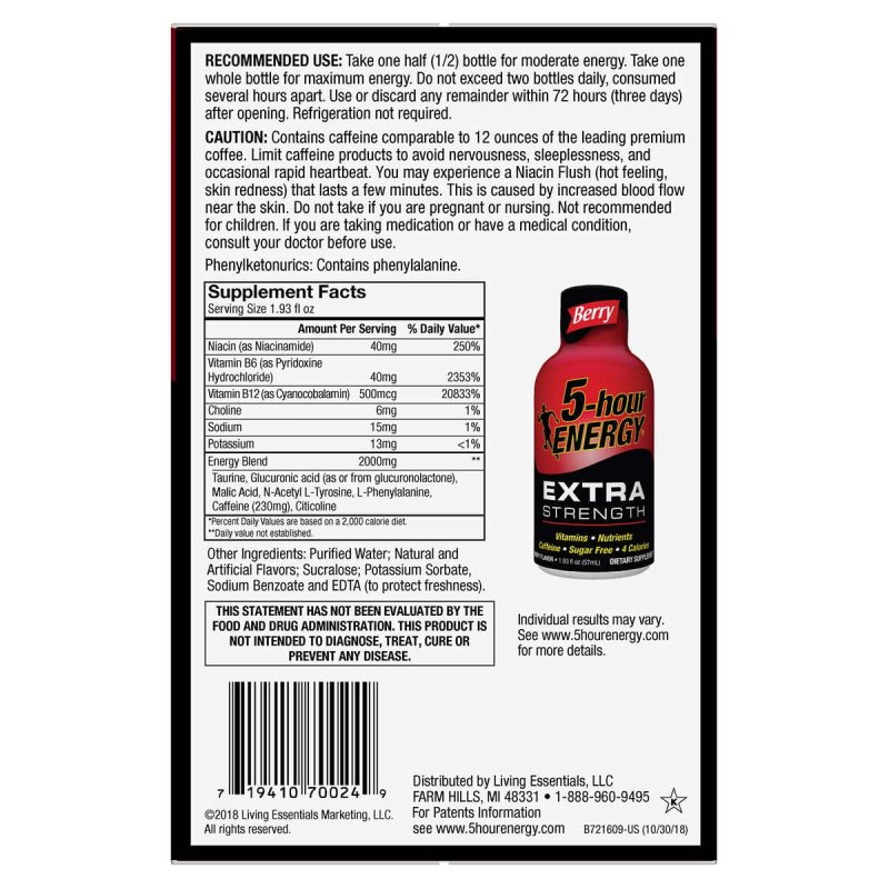 5 HOUR ENERGY EXTRA STRENGTH BERRY 24 PACK (1.93 OZ) FOR LONG-LASTING ENERGY BOOSTS