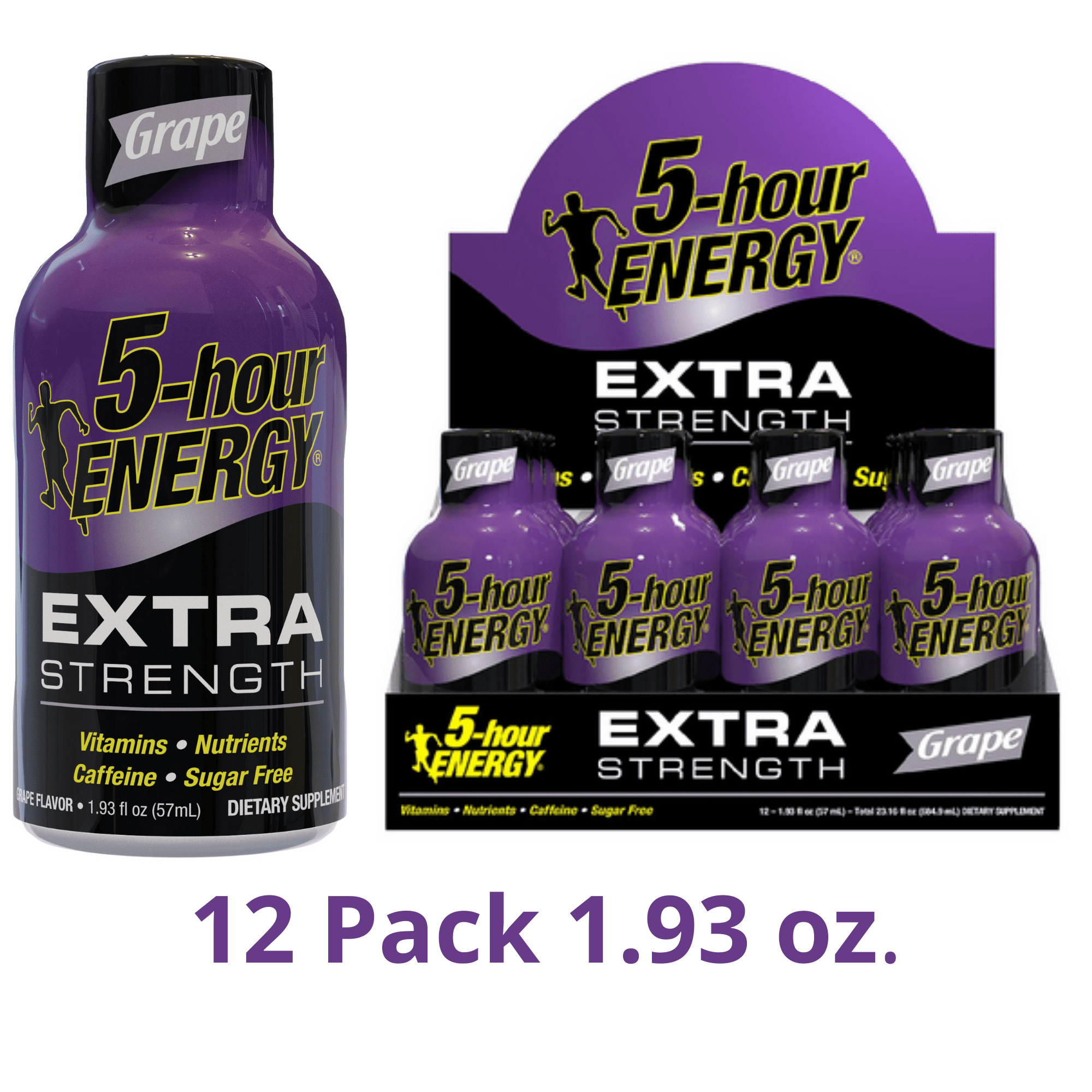 5 HOUR ENERGY SHOT EXTRA STRENGTH GRAPE 1.93 OZ 12 COUNT FOR FAST BOOST