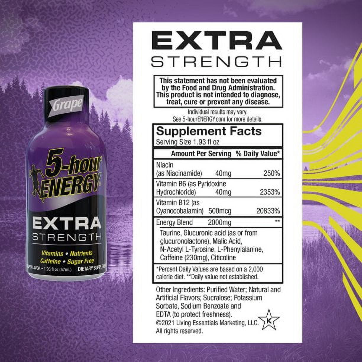5 HOUR ENERGY SHOT EXTRA STRENGTH GRAPE 1.93 OZ 12 COUNT FOR FAST BOOST
