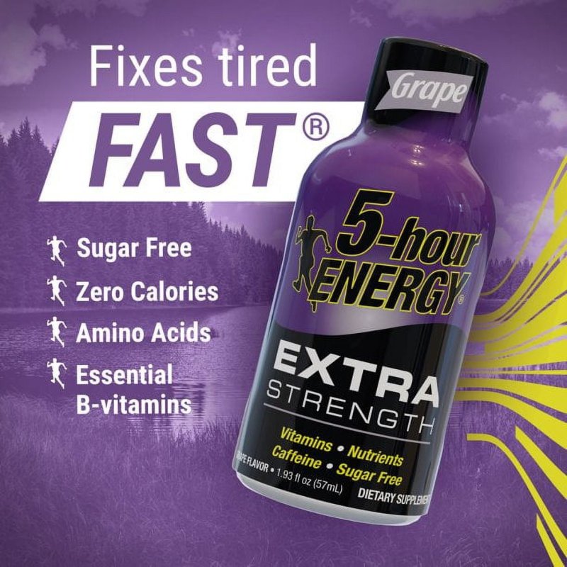 5 HOUR ENERGY SHOT EXTRA STRENGTH GRAPE 1.93 OZ 12 COUNT FOR FAST BOOST
