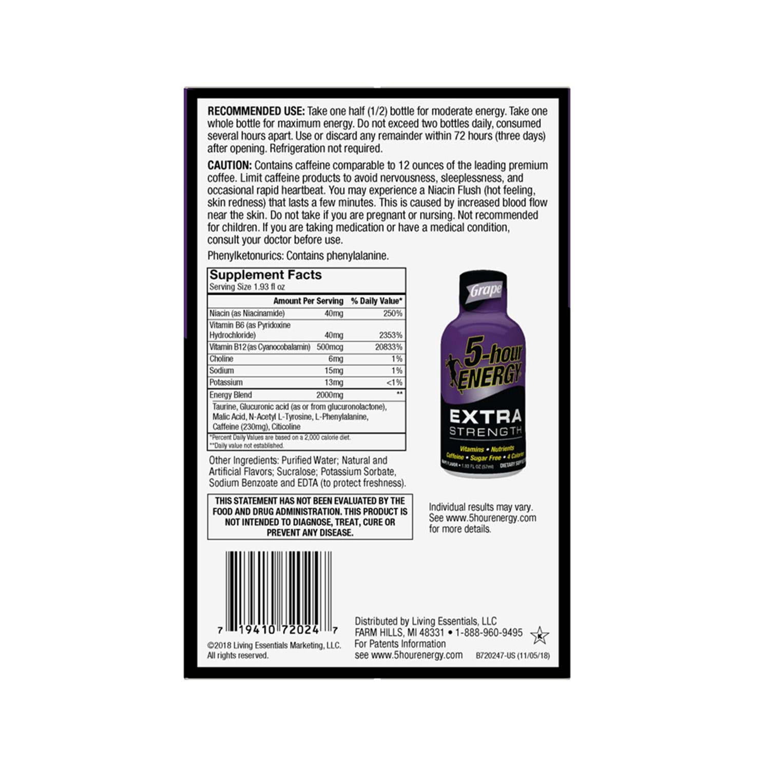 5-HOUR ENERGY SHOT EXTRA STRENGTH GRAPE 1.93 OZ 24 PK