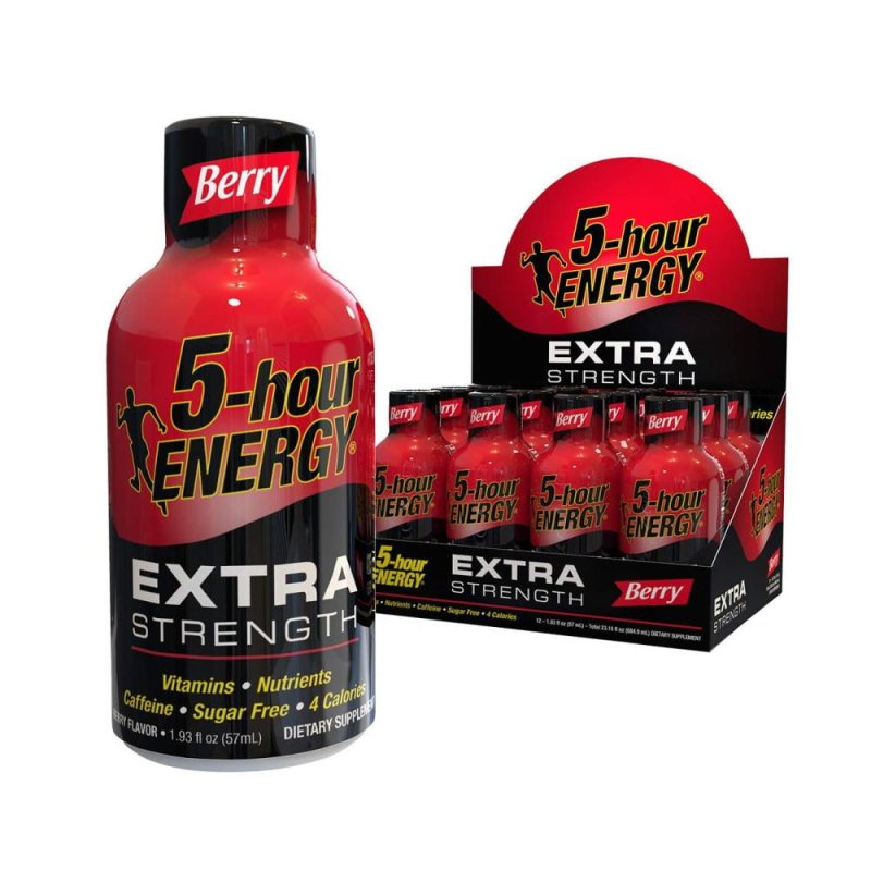 5-HOUR ENERGY SHOT EXTRA STRENGTH BERRY 1.93 OZ 12 COUNT ENERGY SHOT FOR ENHANCED PERFORMANCE AND ALERTNESS