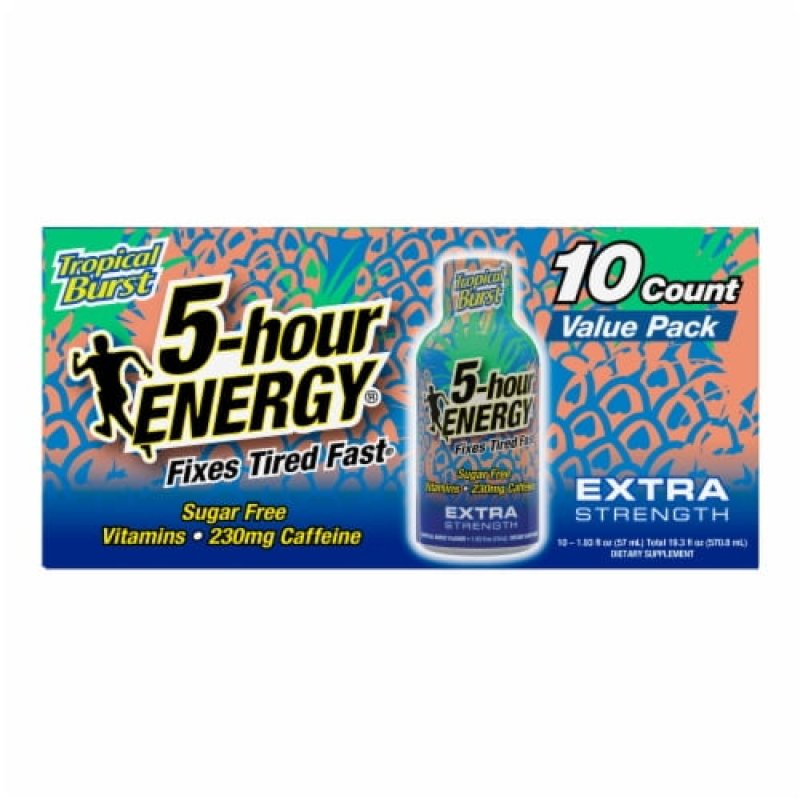 5-HOUR ENERGY EXTRA STRENGTH TROPICAL BURST ENERGY SHOT VALUE PACK 1.93 OZ 10 CT