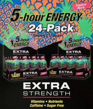 5 HOUR ENERGY SHOT TROPICAL BURST EXTRA STRENGTH SUGAR FREE 24 OR 12 BOTTLES