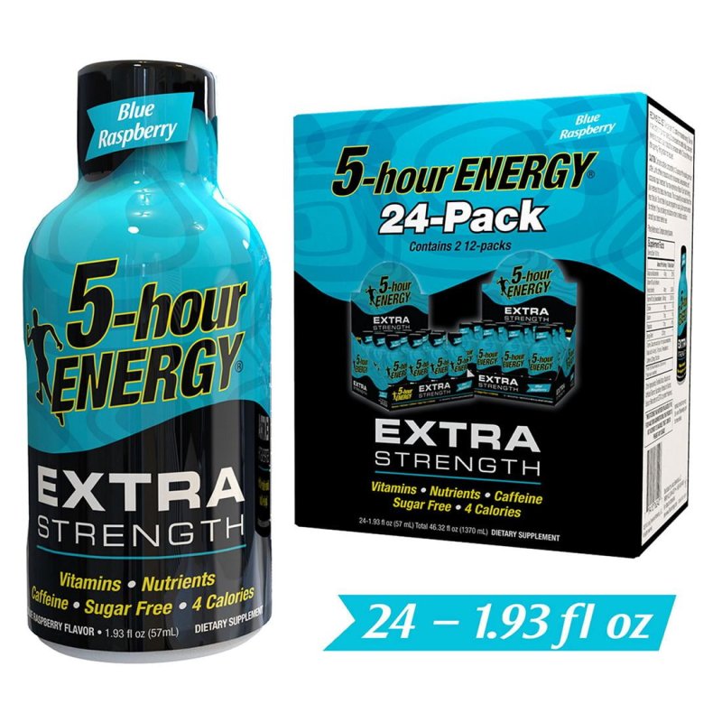 5 HOUR ENERGY EXTRA STRENGTH BLUE RASPBERRY 24 PACK FOR QUICK ENERGY BOOST