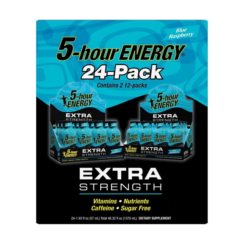 5 HOUR ENERGY EXTRA STRENGTH BLUE RASPBERRY 24 PACK FOR QUICK ENERGY BOOST