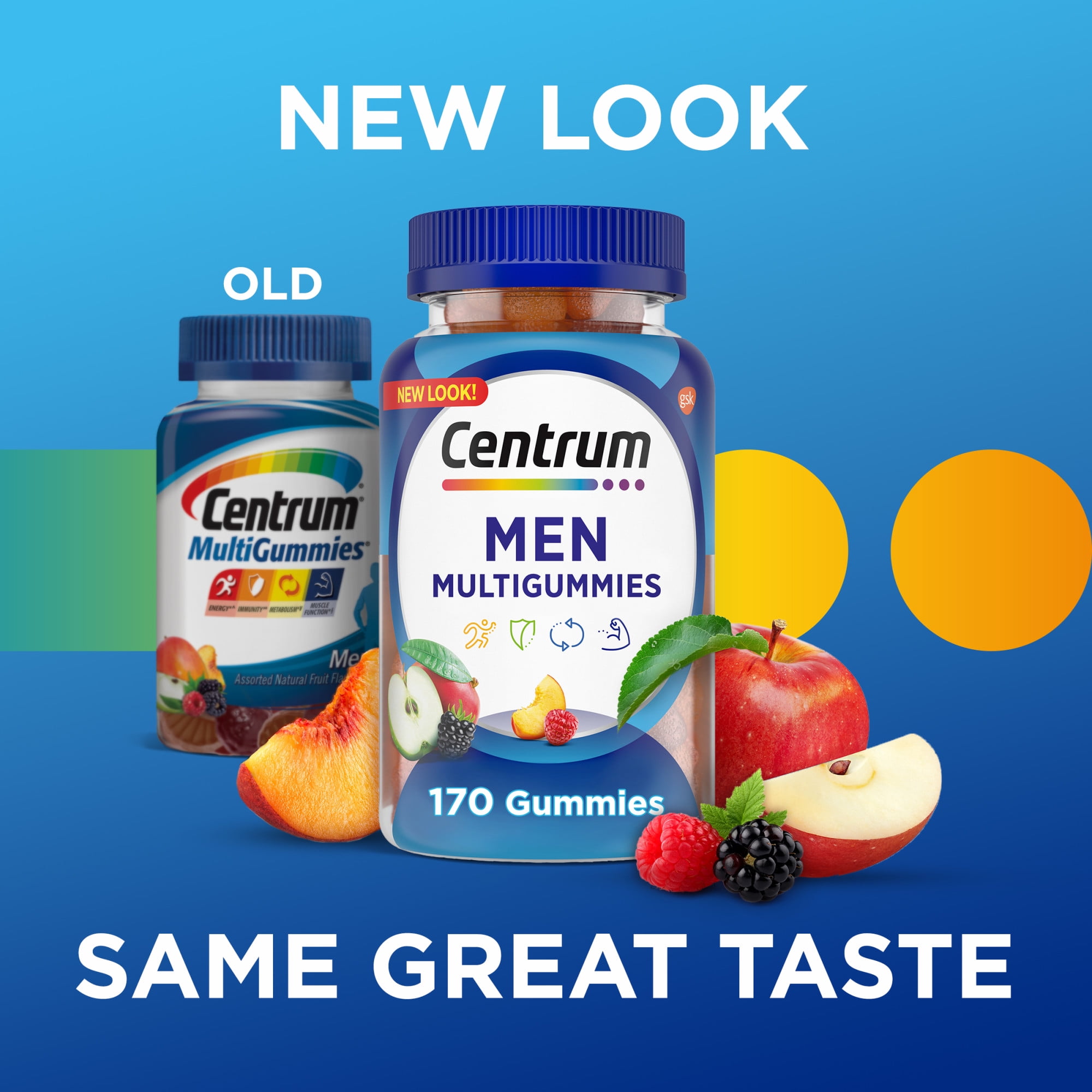 CENTRUM MULTIGUMMIES MEN GUMMY VITAMINS MULTIVITAMIN SUPPLEMENT ASSORTED FRUIT 170 COUNT