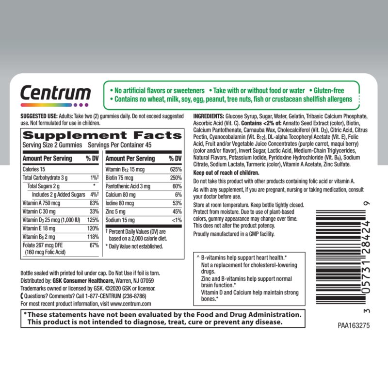 CENTRUM OVER 50 ADULT MULTIGUMMIES, ASSORTED FRUIT FLAVORS - 90 CT