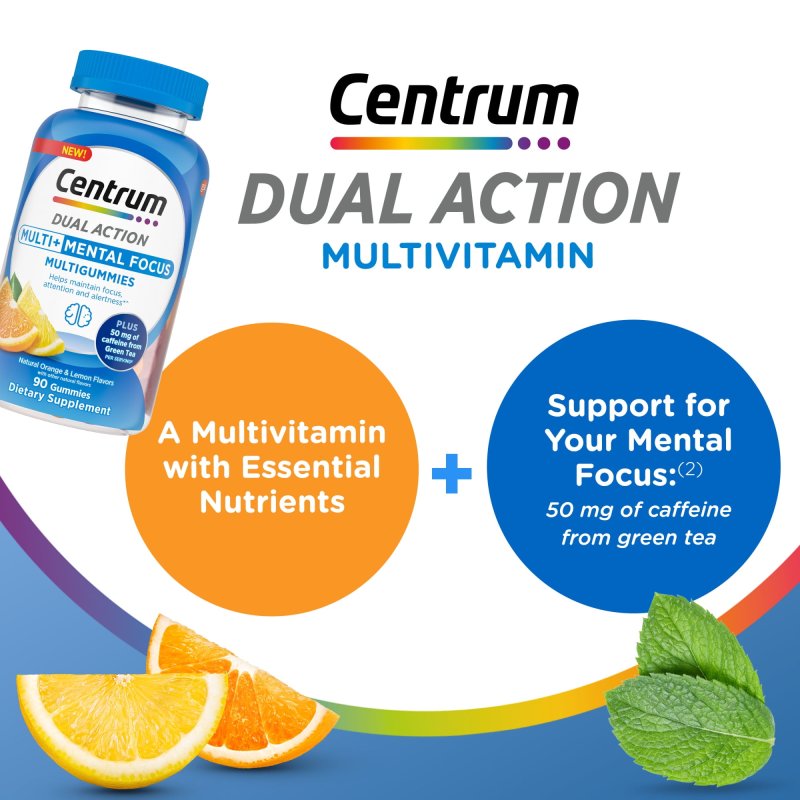 CENTRUM MULTIGUMMIES MULTI+ DUAL ACTION GUMMY VITAMINS FOR MENTAL FOCUS 90 COUNT