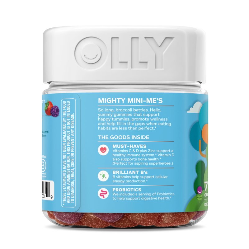 OLLY KIDS MULTIVITAMIN PROBIOTIC GUMMY DAILY DIGESTIVE SUPPLEMENT ZINC BERRY FLAVOR 70 CT