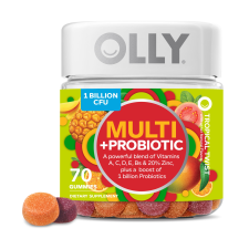 OLLY ADULT DAILY MULTI PROBIOTIC GUMMY DIGESTIVE SUPPLEMENT ZINC ANTIOXIDANTS TROPICAL 70 CT