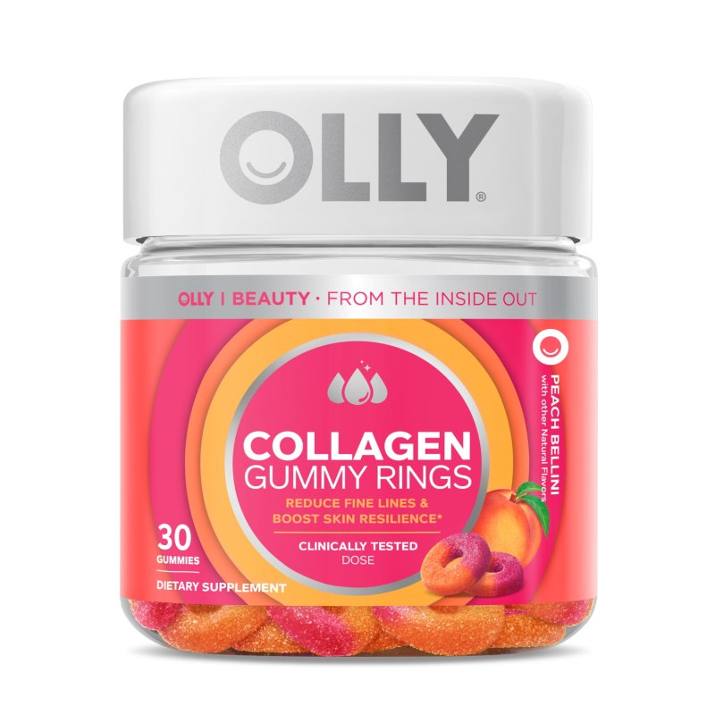 OLLY COLLAGEN GUMMY RINGS SUPPLEMENT SUPPORTS SKIN ELASTICITY 2.5G COLLAGEN PEACH 30 CT