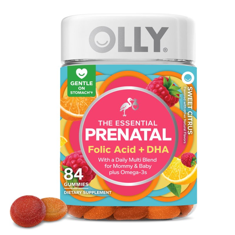 OLLY PRENATAL MULTIVITAMIN GUMMY WOMEN FOLIC ACID VITAMIN D OMEGA 3 DHA 84 CT