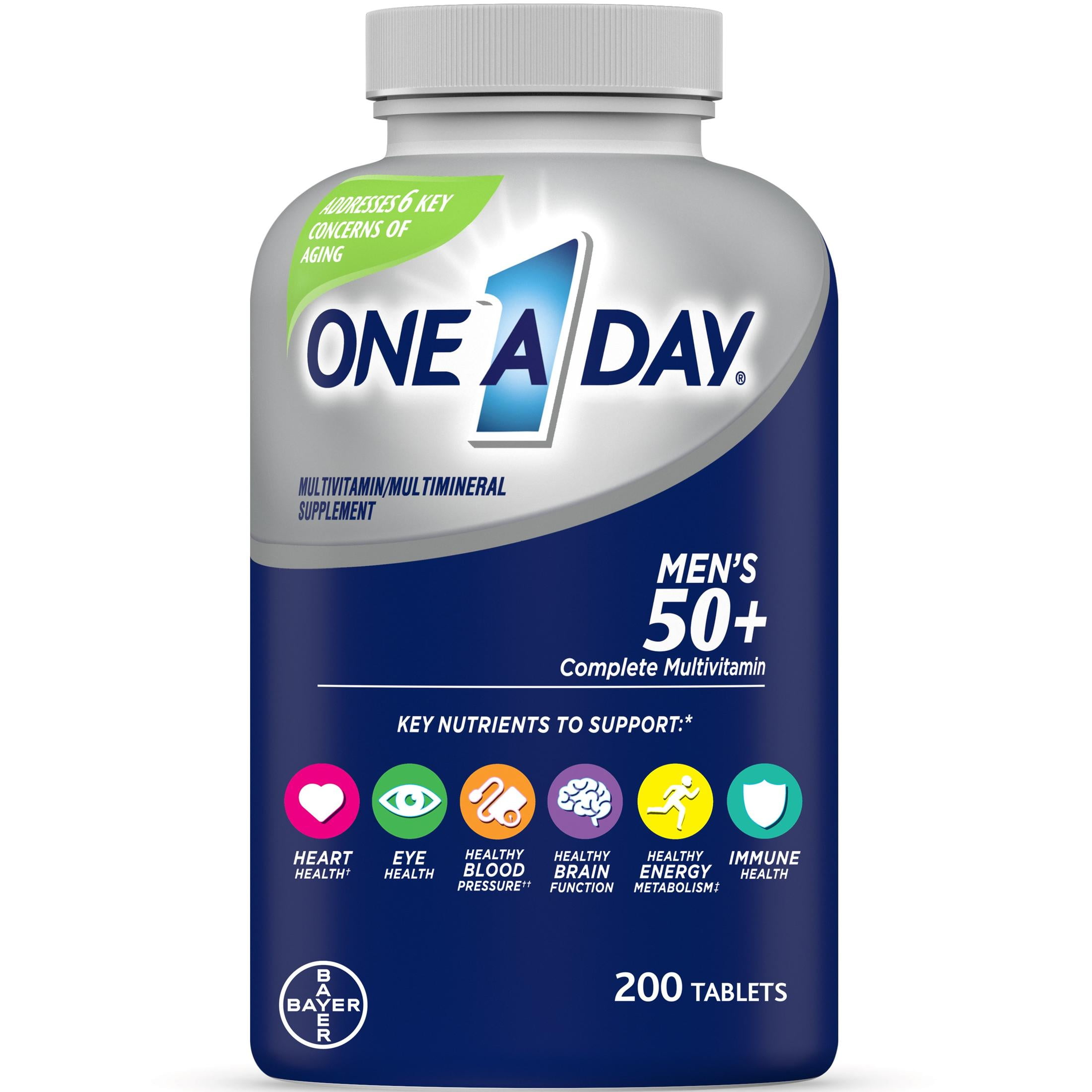 ONE A DAY MEN'S 50 PLUS MULTIVITAMIN TABLETS 200 COUNT - MULTIVITAMINS FOR MEN