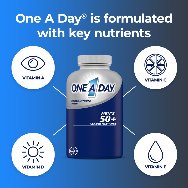 ONE A DAY MEN'S 50 PLUS MULTIVITAMIN TABLETS 200 COUNT - MULTIVITAMINS FOR MEN