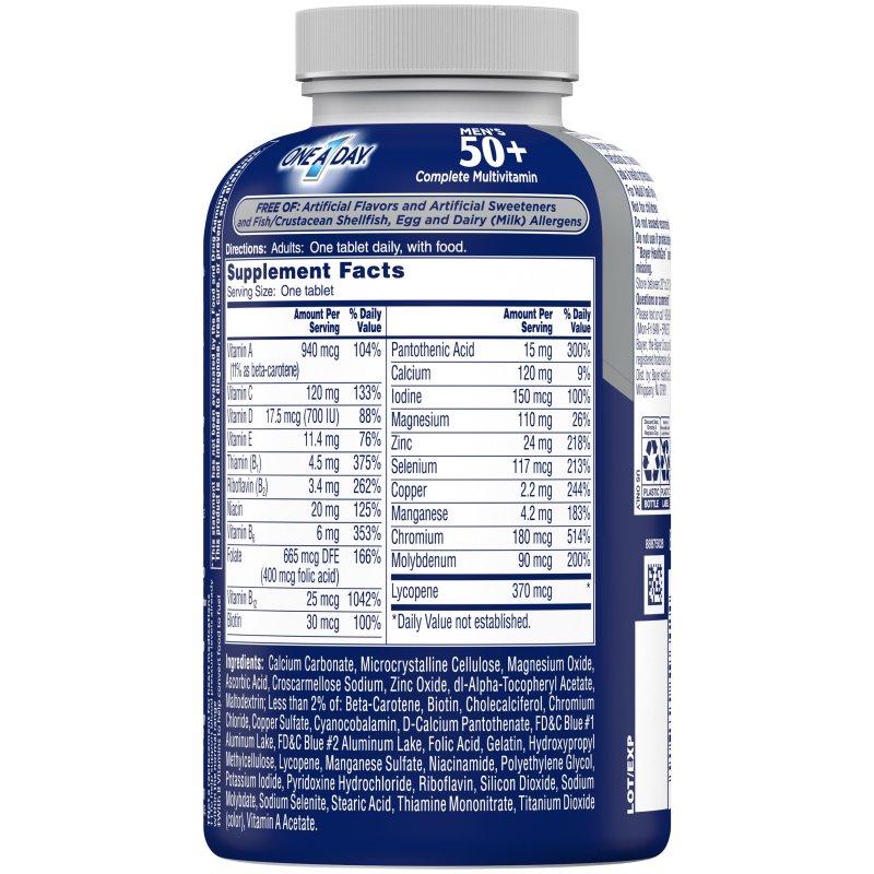 ONE A DAY MEN'S 50 PLUS MULTIVITAMIN TABLETS 200 COUNT - MULTIVITAMINS FOR MEN