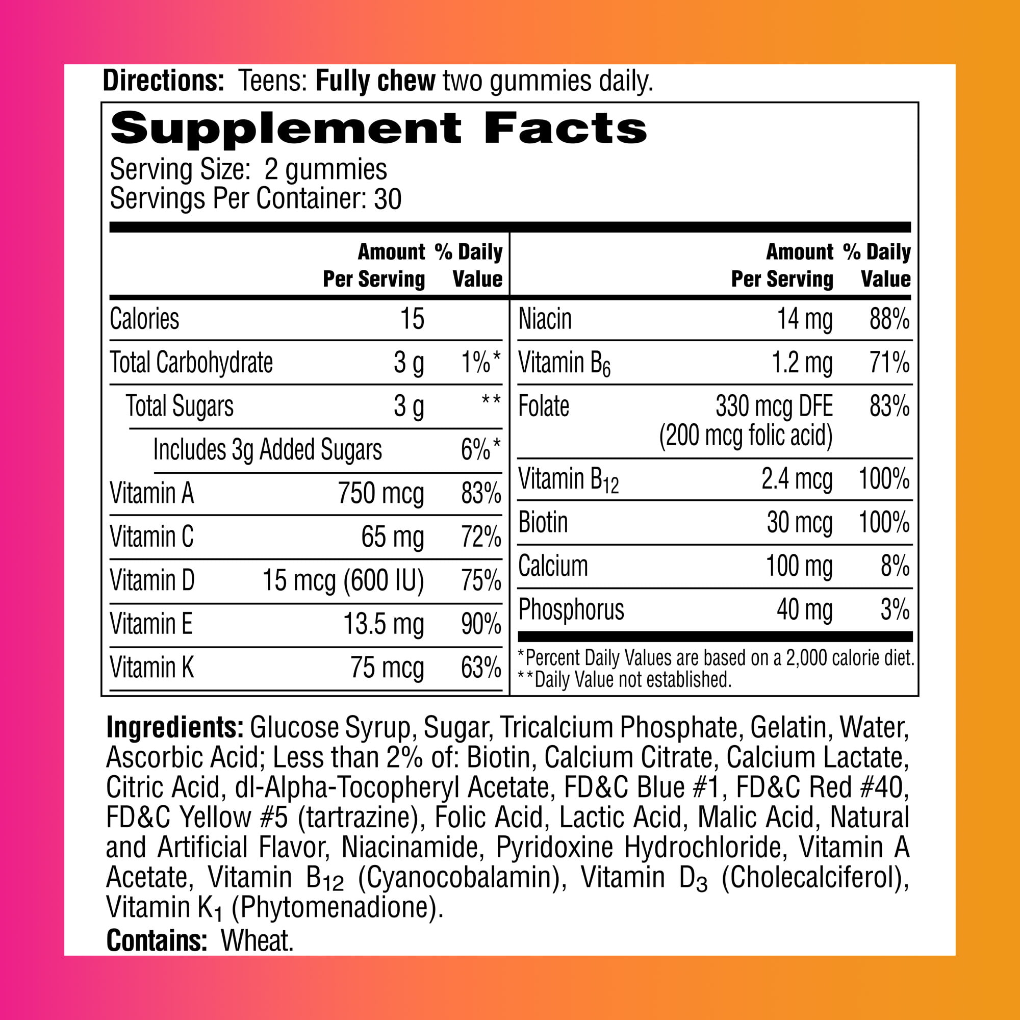 ONE A DAY TEEN FOR HER MULTIVITAMIN GUMMIES 60 COUNT