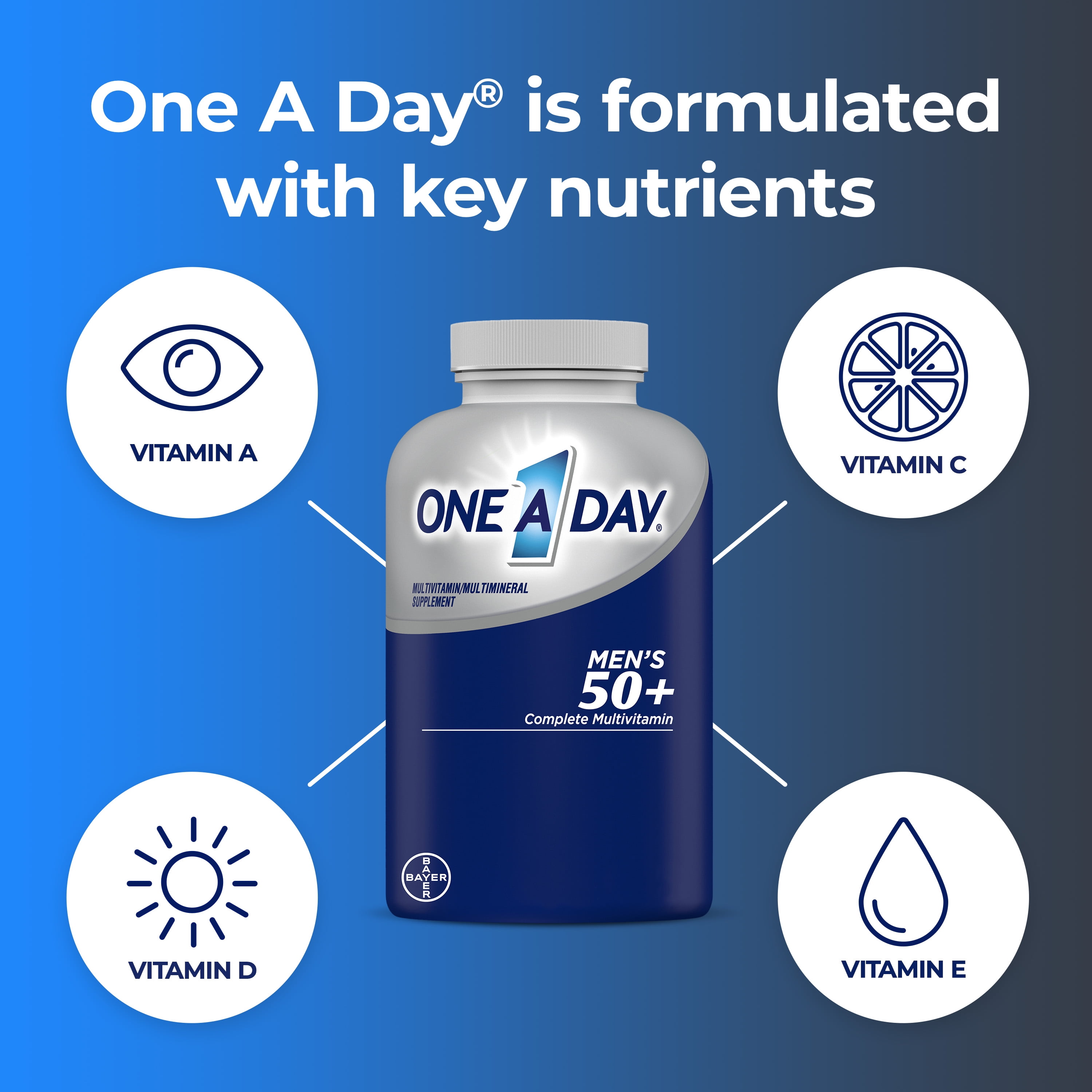 ONE A DAY MEN'S 50 PLUS MULTIVITAMIN TABLETS MULTIVITAMINS FOR MEN 100 COUNT