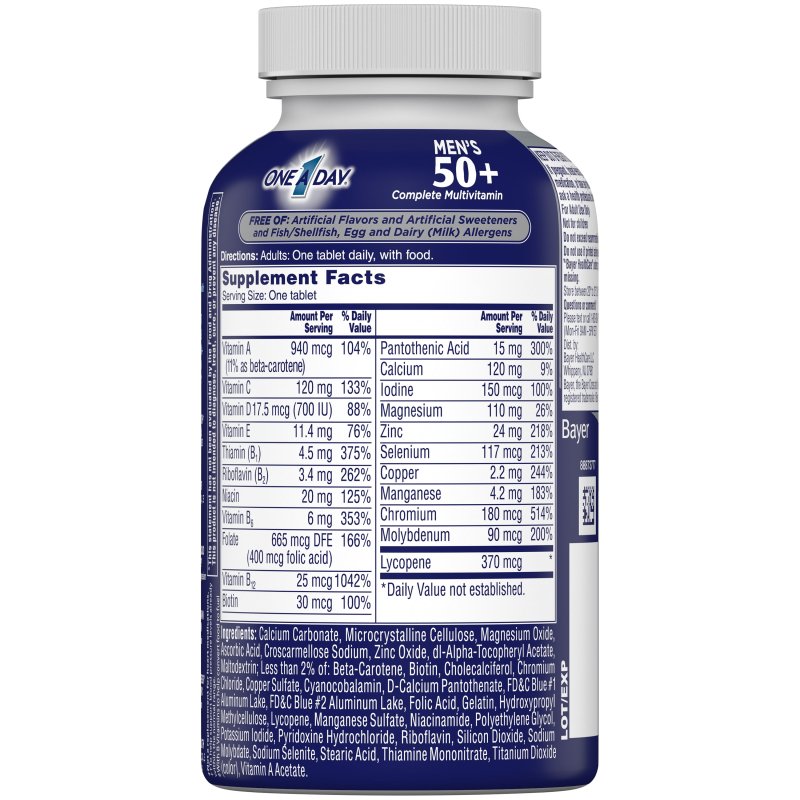 ONE A DAY MEN'S 50 PLUS MULTIVITAMIN TABLETS MULTIVITAMINS FOR MEN 100 COUNT