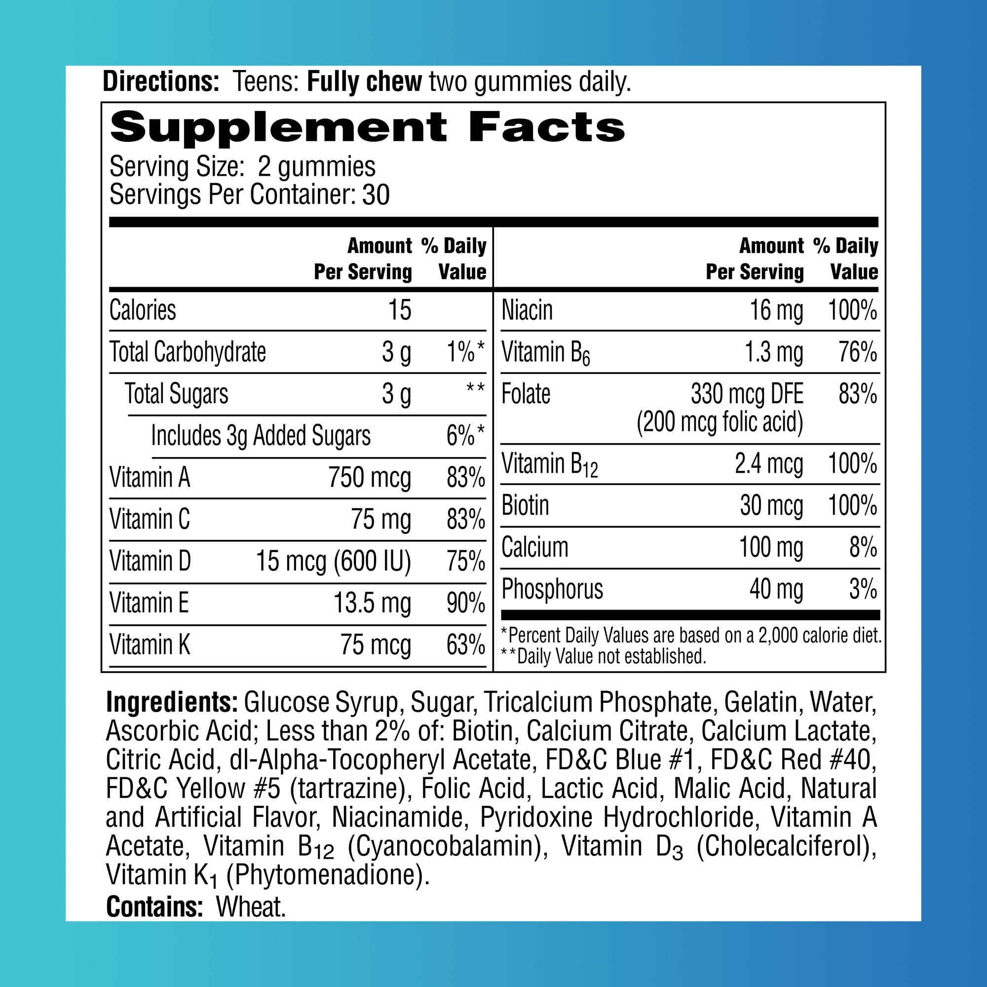 ONE A DAY TEEN FOR HIM MULTIVITAMIN GUMMIES 60 COUNT