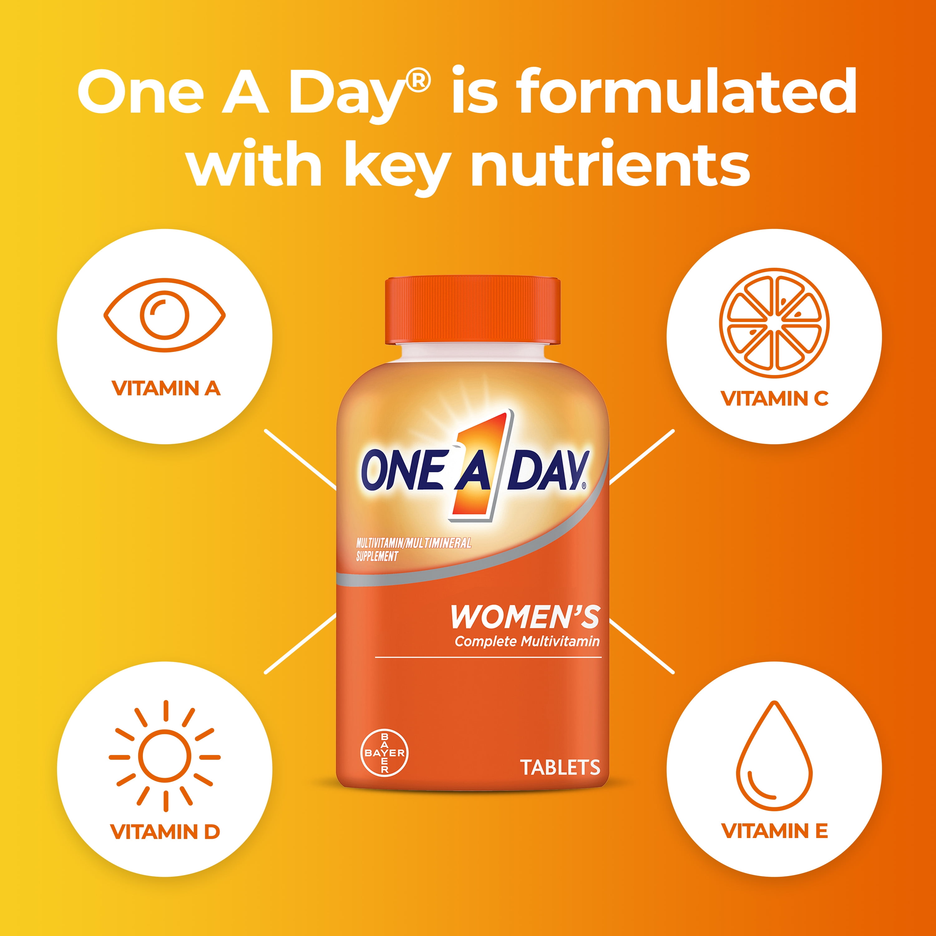 ONE A DAY WOMEN’S MULTIVITAMIN IMMUNE HEALTH SUPPORT 100CT WITH VITAMIN A C D E