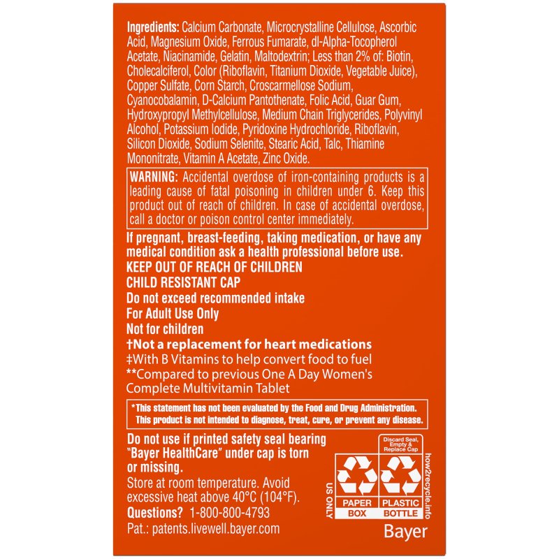 ONE A DAY WOMEN’S MULTIVITAMIN IMMUNE HEALTH SUPPORT 60CT FOR VITAMIN A C D E