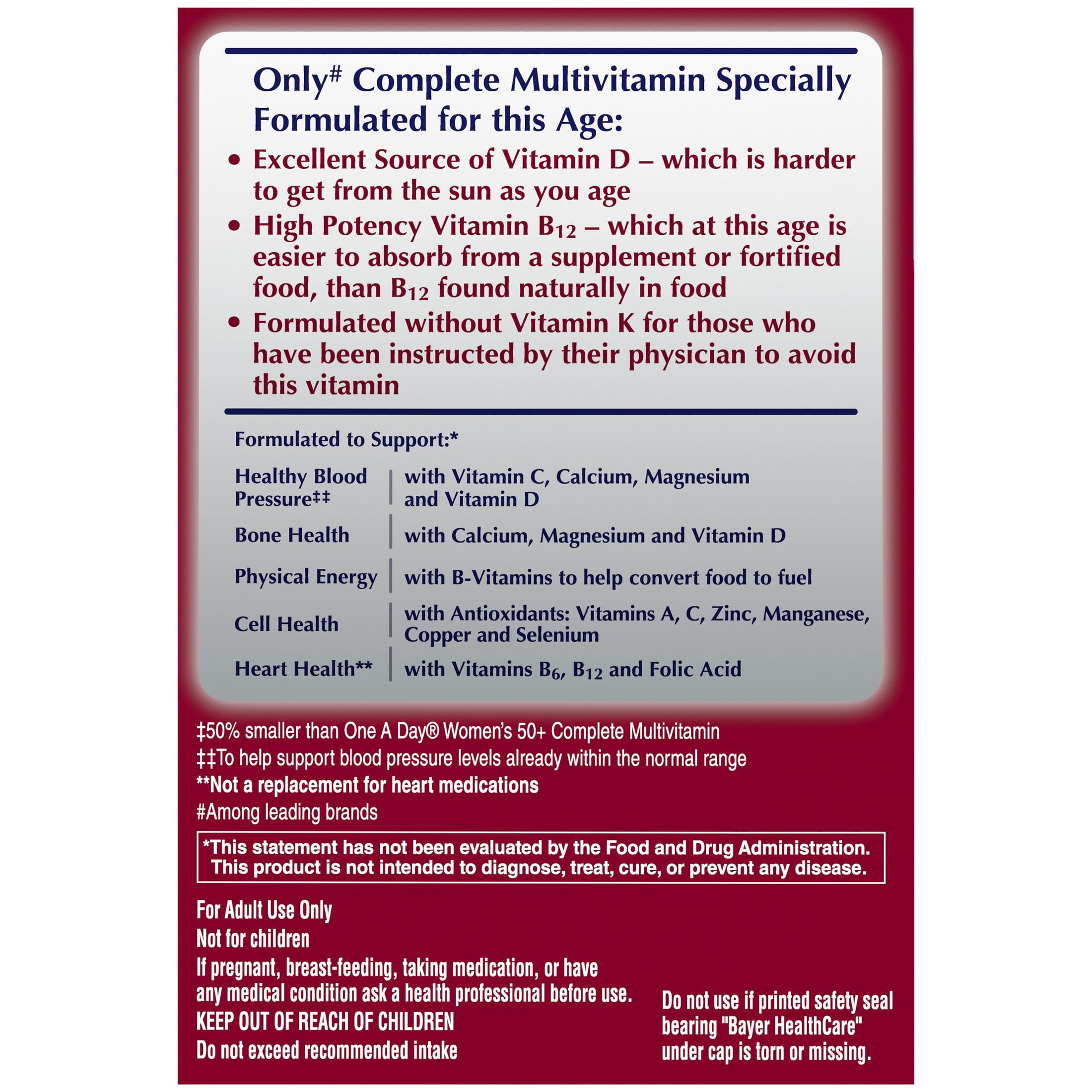 ONE A DAY PROACTIVE 65 PLUS MULTIVITAMIN TABLETS FOR MEN AND WOMEN 150CT PACK OF 2
