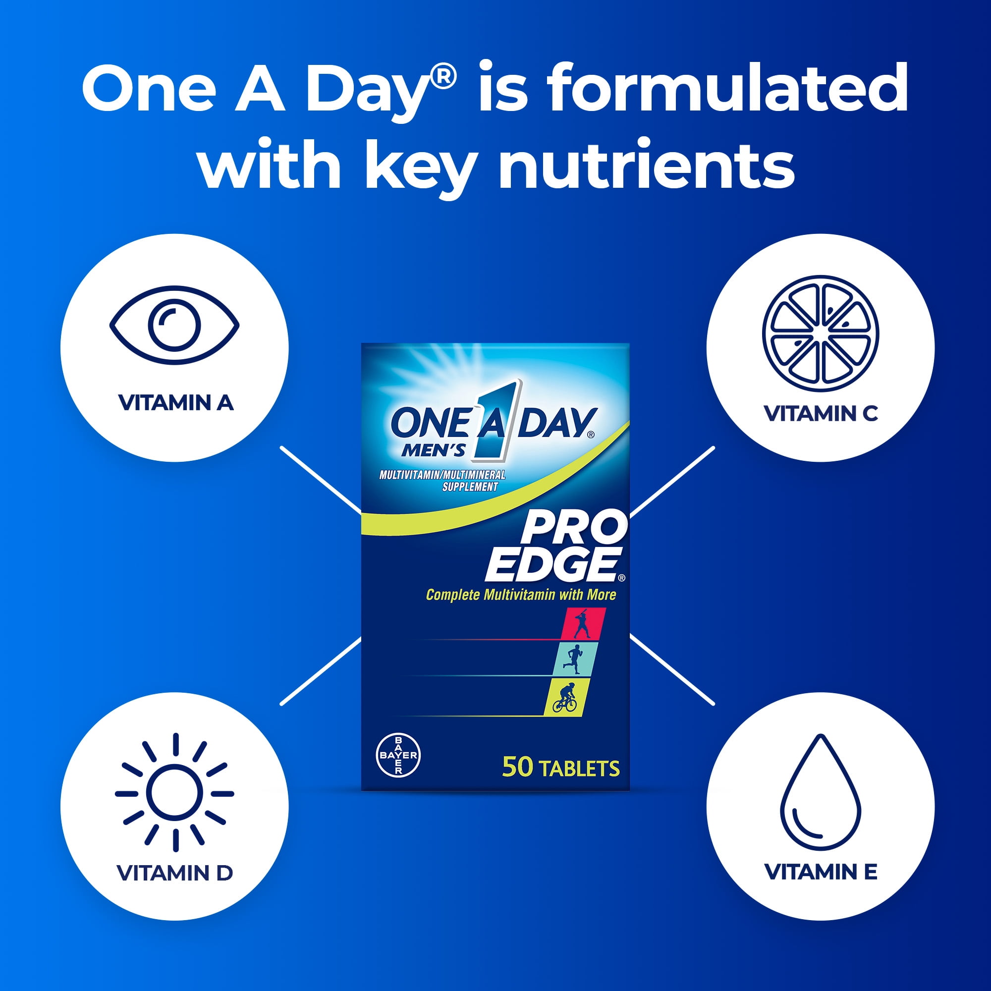 ONE A DAY MEN'S PRO EDGE MULTIVITAMIN TABLETS FOR MEN 50 COUNT