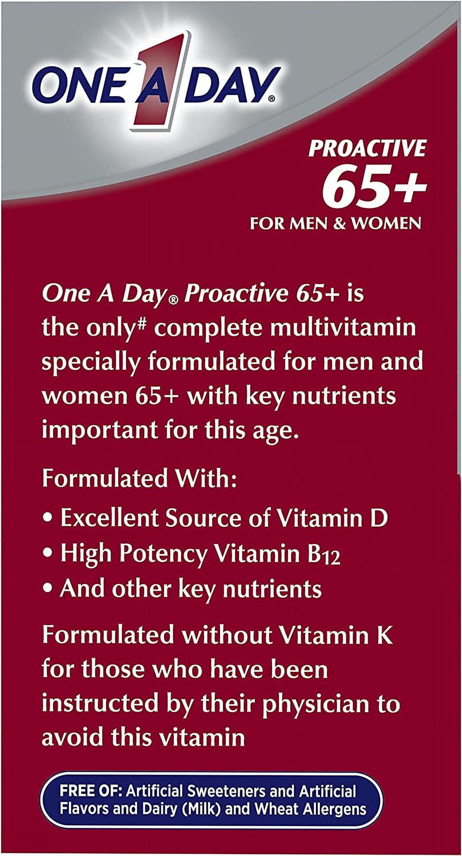 ONE A DAY PROACTIVE 65 PLUS MEN WOMEN MULTIVITAMIN 150 TABLETS EACH 5 PACK