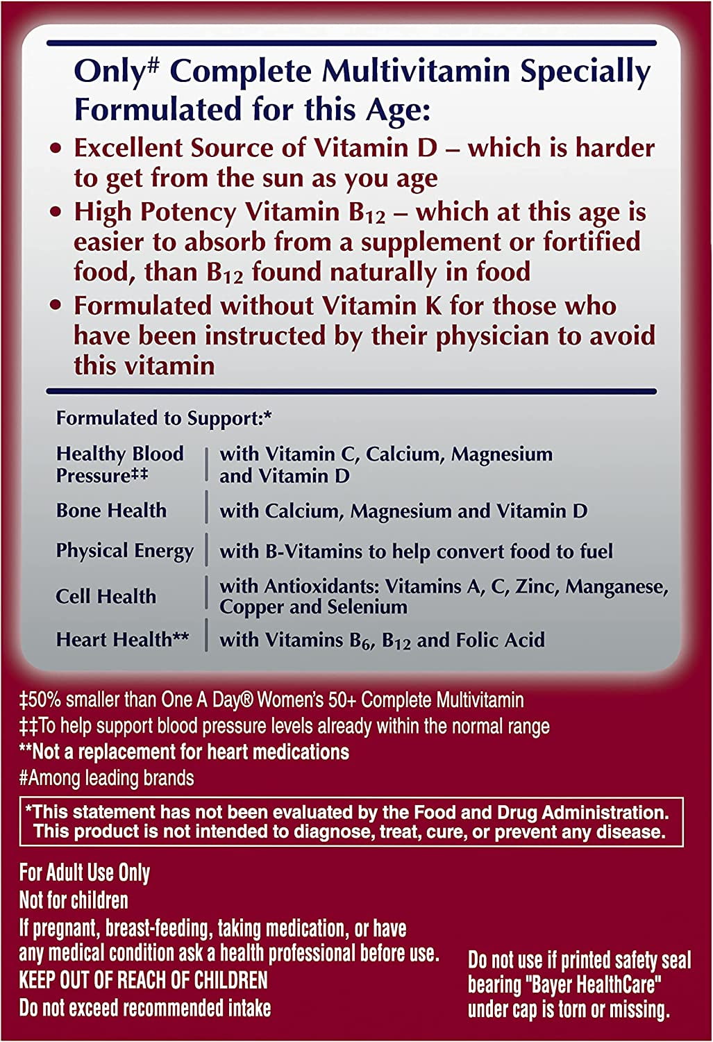 ONE A DAY PROACTIVE 65 PLUS MEN WOMEN MULTIVITAMIN 150 TABLETS EACH 5 PACK