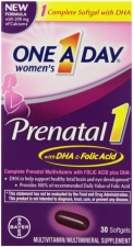 ONE A DAY PRENATAL 1 WITH DHA AND FOLIC ACID SOFTGELS 30 EA PACK OF 4