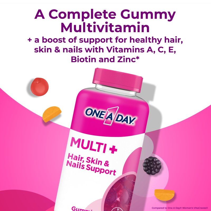 ONE A DAY MULTI+ HAIR SKIN NAILS SUPPORT GUMMY MULTIVITAMIN 120 COUNT