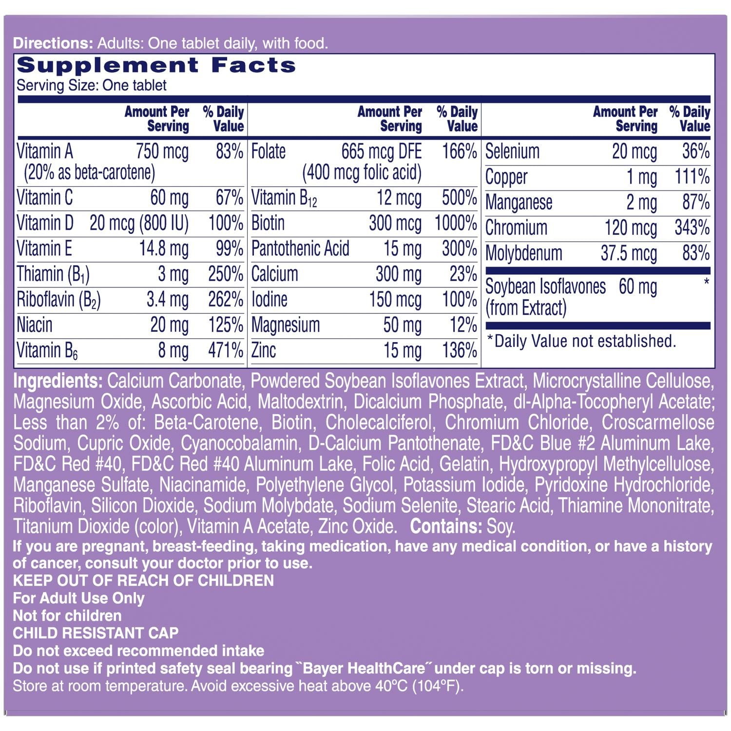 ONE A DAY WOMEN'S MENOPAUSE COMPLETE MULTIVITAMIN 50 TABS 6 PACK