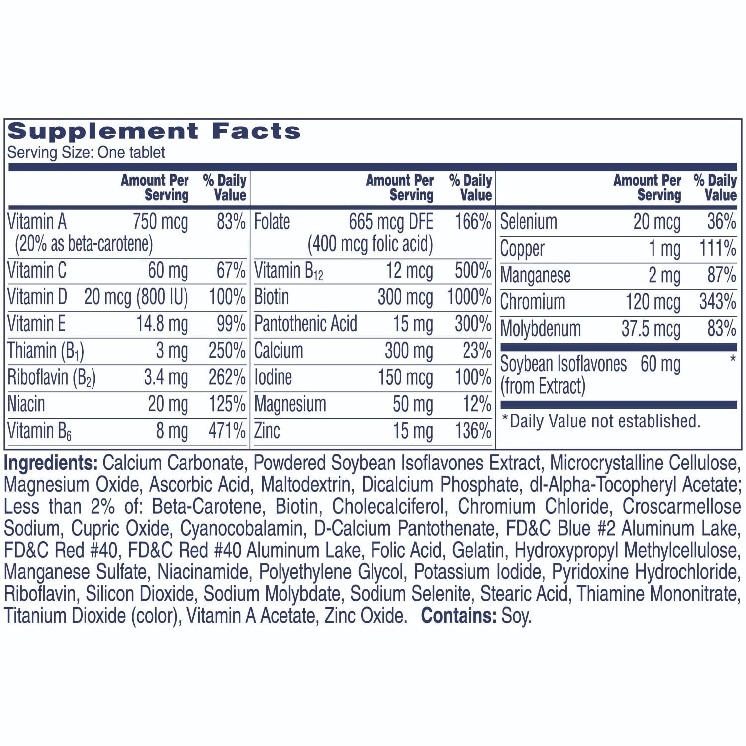 ONE A DAY WOMEN'S MENOPAUSE COMPLETE MULTIVITAMIN 50 TABS 6 PACK