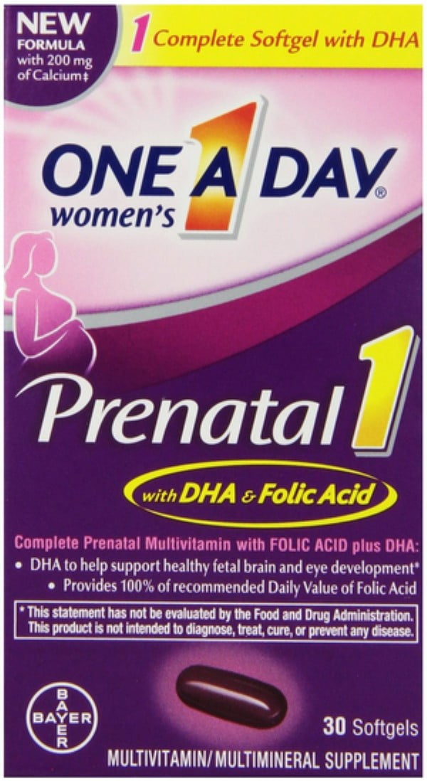 ONE A DAY PRENATAL 1 DHA FOLIC ACID SOFTGELS 30 EA PACK OF 6