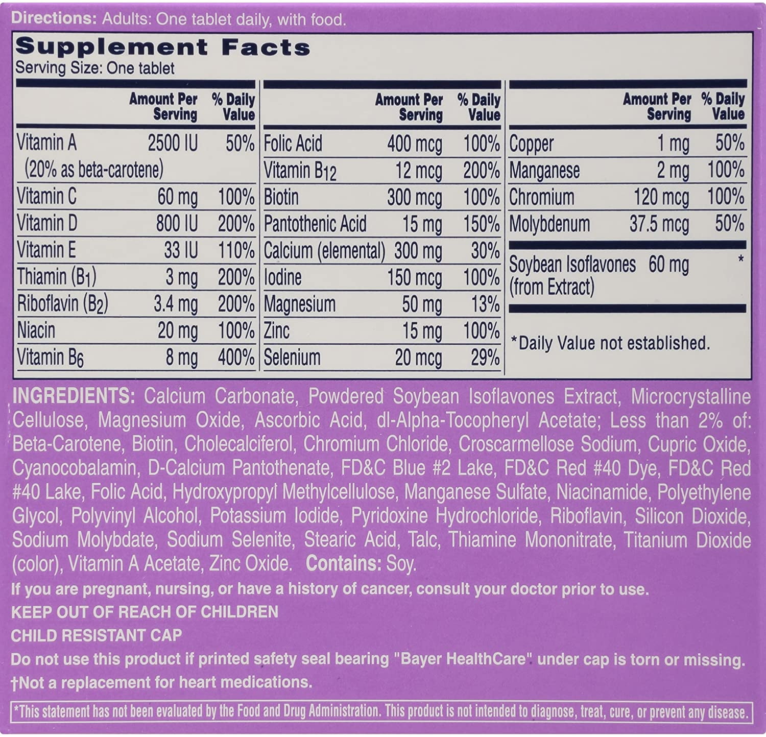ONE A DAY MENOPAUSE WOMEN'S MULTIVITAMIN 50 TABLETS PACK OF 4