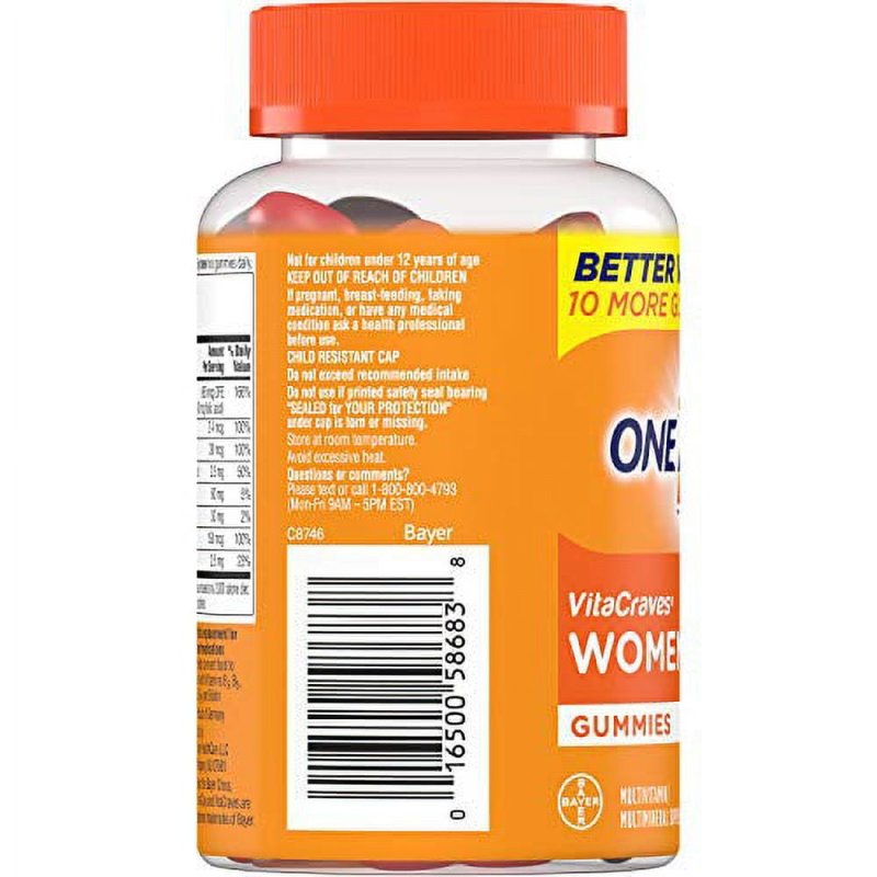 ONE A DAY WOMEN’S VITACRAVES MULTIVITAMIN GUMMIES 2 DOZEN 80CT PACK OF 6