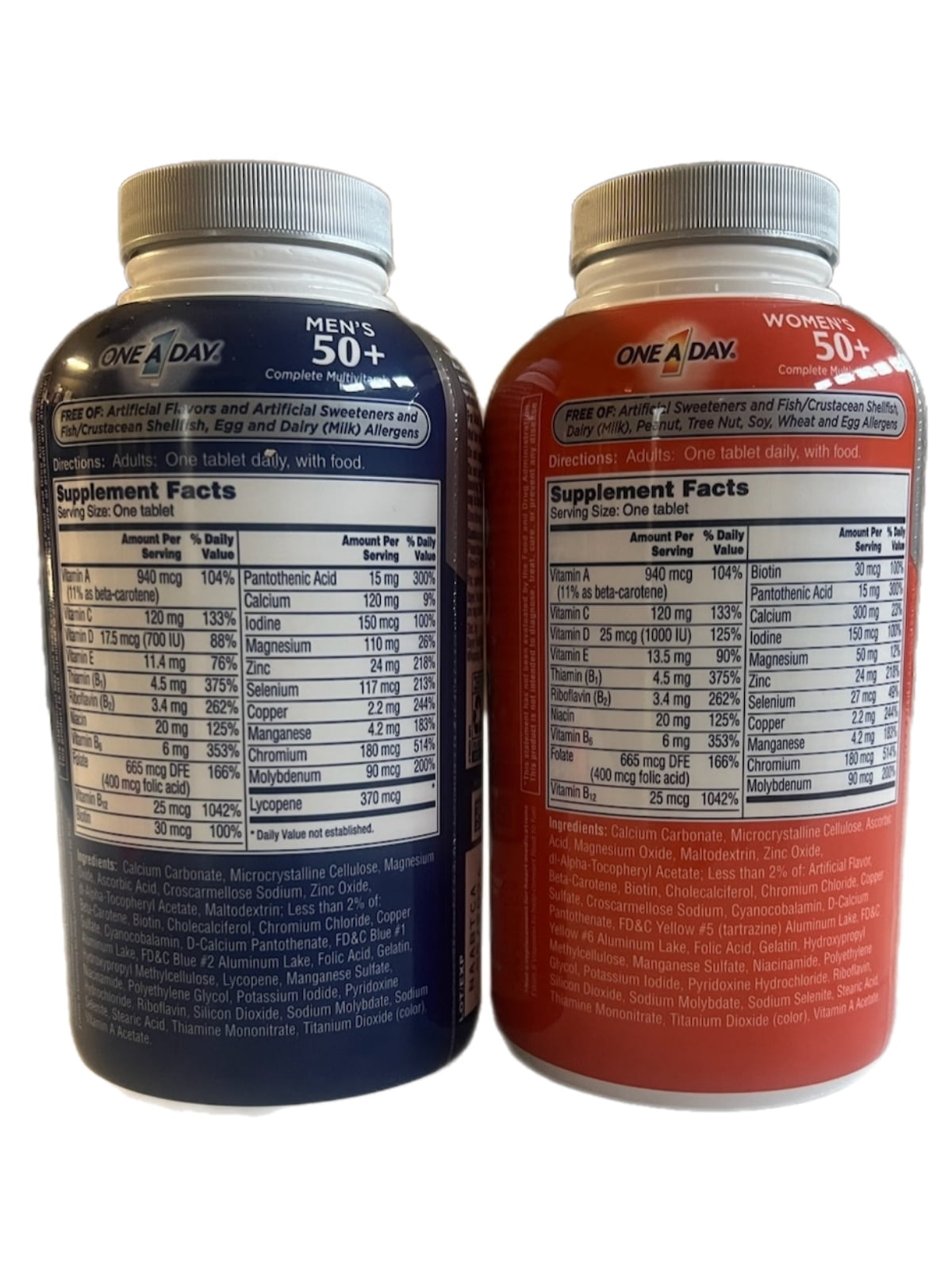 ONE A DAY MEN'S 50+ WOMENS 50+ COMPLETE MULTIVITAMINS FOR HEALTHY