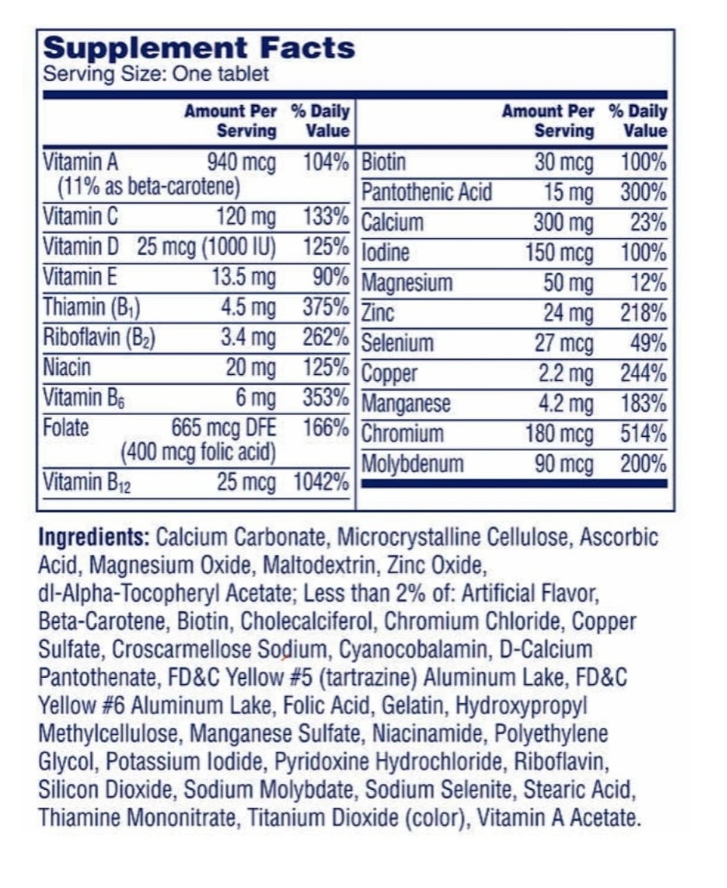 ONE A DAY MEN'S 50+ WOMENS 50+ COMPLETE MULTIVITAMINS FOR HEALTHY