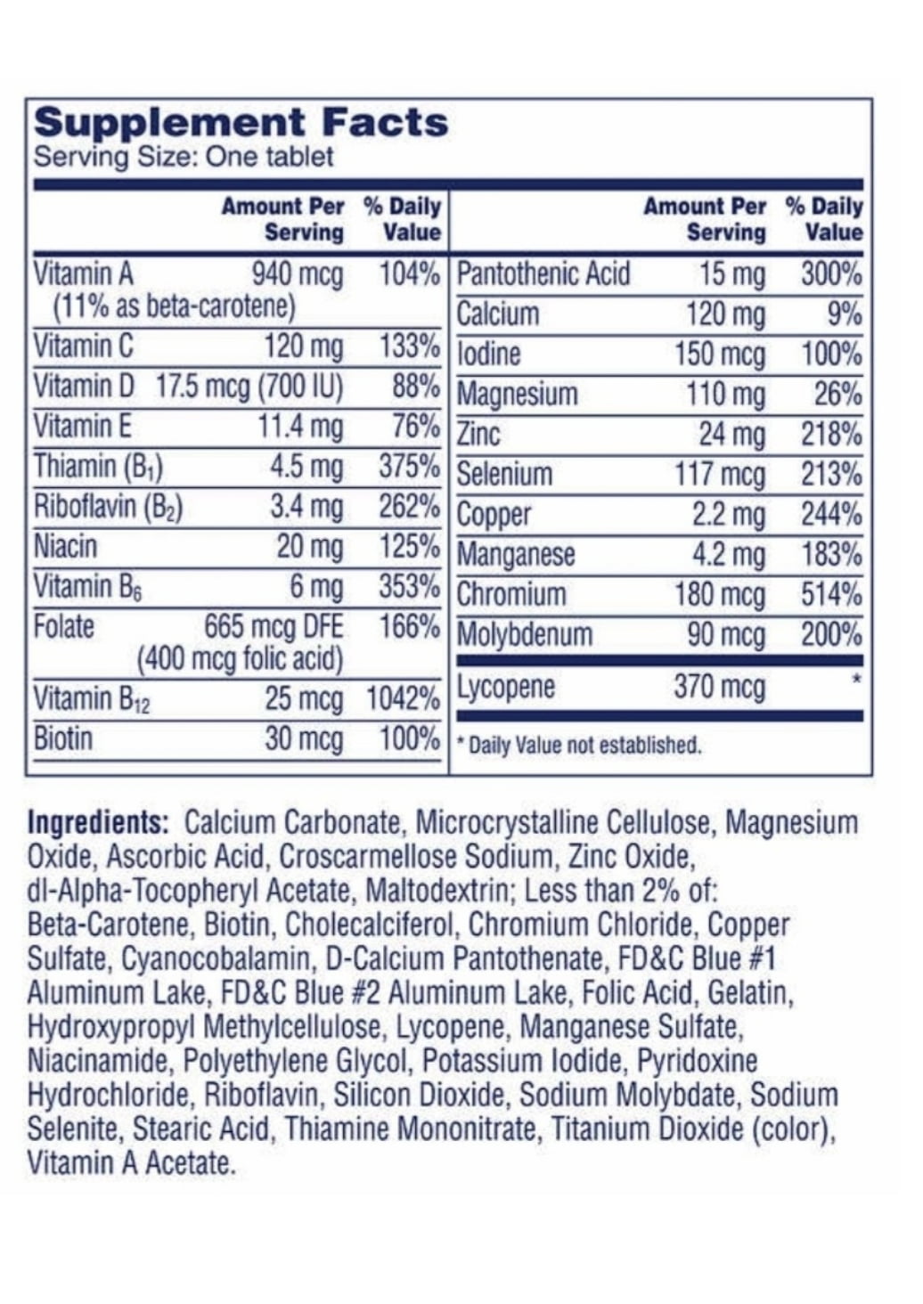 ONE A DAY MEN'S 50+ WOMENS 50+ COMPLETE MULTIVITAMINS FOR HEALTHY