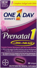 ONE A DAY PRENATAL 1 DHA FOLIC ACID SOFTGELS 30 EA PACK OF 2