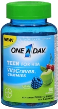 ONE A DAY VITACRAVES TEEN FOR HIM GUMMIES ASSORTED 60 EA PACK OF 2